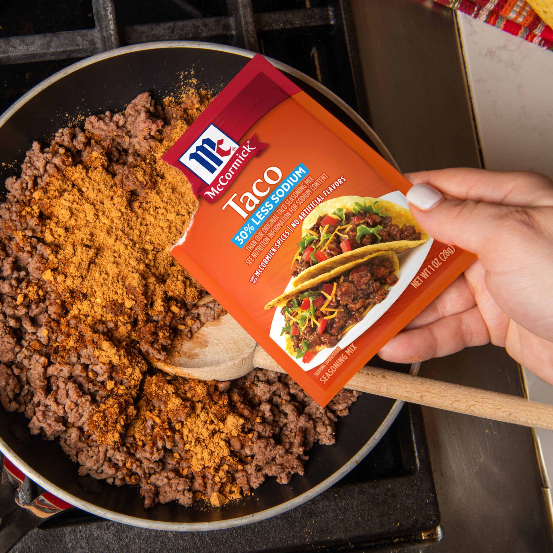 (12 pack) McCormick 30% Less Sodium Taco Seasoning Mix, 1.0 oz Packet