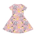 thumbnail image 3 of Uourmeti Koala Kids Dresses Little Girls Cute Short Sleeve Midi Dress Summer Lemon Casual Crew Neck Swing Dresses with Pockets, 3 of 6
