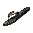 thumbnail image 3 of Willtoo Womens Flip Flops Sandals Bohemian Rhinestone Open Toe Casual Flats Sandals Comfort Beach Flat Walking Shoes, 3 of 5