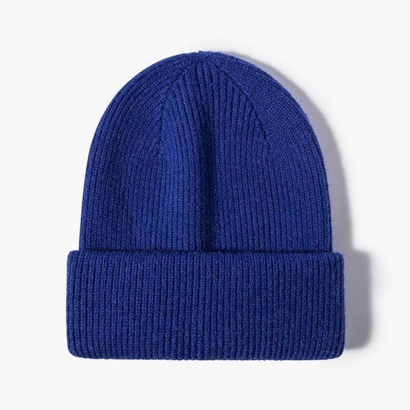 Fall/winter Pullover Cold Hat Women European And American Fashion Jacquard Double Flanged Knitted Hat Outdoor Warm Thick Beanie Knitted Hat Blue