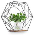thumbnail image 3 of Juego de 3 estantes de pared hexagonales de madera y metal, estante colgante, estante flotante, estante de baño, estantes decorativos con tablas, para estante de cocina, 3 of 5