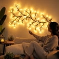 thumbnail image 3 of Enchanted Willow Vine Christmas Lights, Willow Vine Lights for Wall, Warm White LED Branch Decoration for Christmas Living Room Bedroom Entryway (without balls-5.9FT-Green), 3 of 4