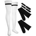 thumbnail image 2 of ITSELFER 2 Pairs Plus Size Over Knee Thigh Socks Knee-High Warm Stockings Women Boot Socks Leg Warmers High Socks with Anti-slip Belts, 2 of 5
