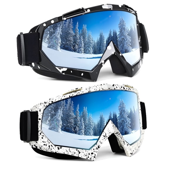 HBMYN Adult Ski Goggles, HD Spherical Snowboard Goggles with Anti-Fog & UV Protection, Flexible TPU Frame & Adjustable Strap for Men, Women, Youth, Winter Sports
