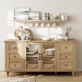 thumbnail image 1 of WAMPAT Sideboard Buffet Cabinets with Glass Door, Kitchen Storage Cabinets,Wood Coffee Bar Tables, Accent Sideboard Storage Cabinet Table Dining Room, Living Room,Oak, 1 of 7