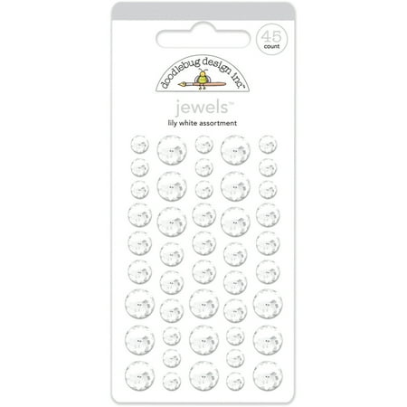 UPC: 0842715035119 | Doodlebug Adhesive Jewels 6mm 8mm & 10mm 45/PkgLily White