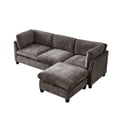 thumbnail image 4 of 96.5" Sectional Couch for Living Room, Upholstered Soft Chenille Fabric Sofa, 3-Seater with One Ottoman L Shape Sofa (Gray), 4 of 11