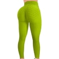 thumbnail image 2 of Women High Waisted Workout Yoga Pants Butt Lifting Scrunch Booty Leggings Tummy Control Anti Cellulite Textured Tights Yellow M, 2 of 5