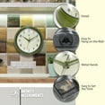 thumbnail image 6 of Infinity Instruments Retro Round Metal Wall Clock, Olive Green 9.5", 6 of 7