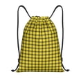 thumbnail image 1 of Xecao Yellow Checkered Plaid Pattern Sports Drawstring Backpack - String Swim Gym Bag with Wet Proof Pocket for Women&Men-Small, 1 of 6