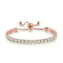 Paris Jewelry Women 10k Rose Gold 7Ct Created Cubic Zirconia Round Adjustable Tennis Plated Bracelet