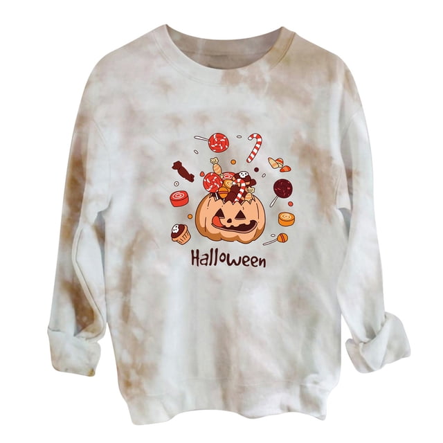 Moda mujer Tops Tie-dye Casual manga larga cuello redondo sudadera pulóver camisas blusa Pompotops gfhjh9122