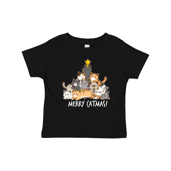 Inktastic Merry Catmas with Cat Tree and Yellow Star Boys or Girls Baby T-Shirt