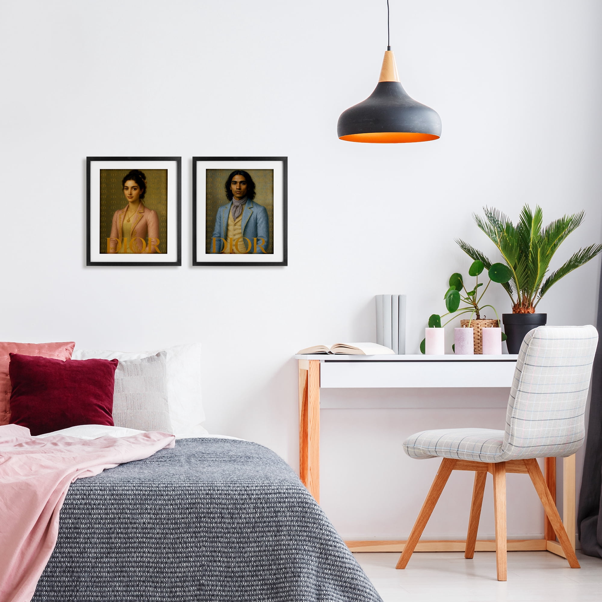 Stupell Industries Iconic Vintage Fashion Models 2 Piece Black Framed Print Under Glass Set, design by Grotto Studios