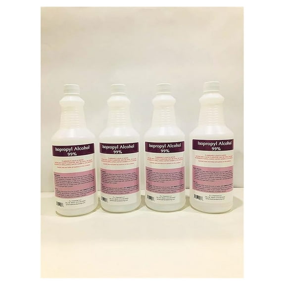 Isopropyl Alcohol 99% - 1 Gallon (4 x 32oz Bottles) - Pure Cleaning Alcohol for Electronics, 3D Printers, Labs & Horticulture - USA Made