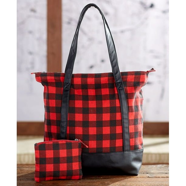 buffalo plaid tote purse