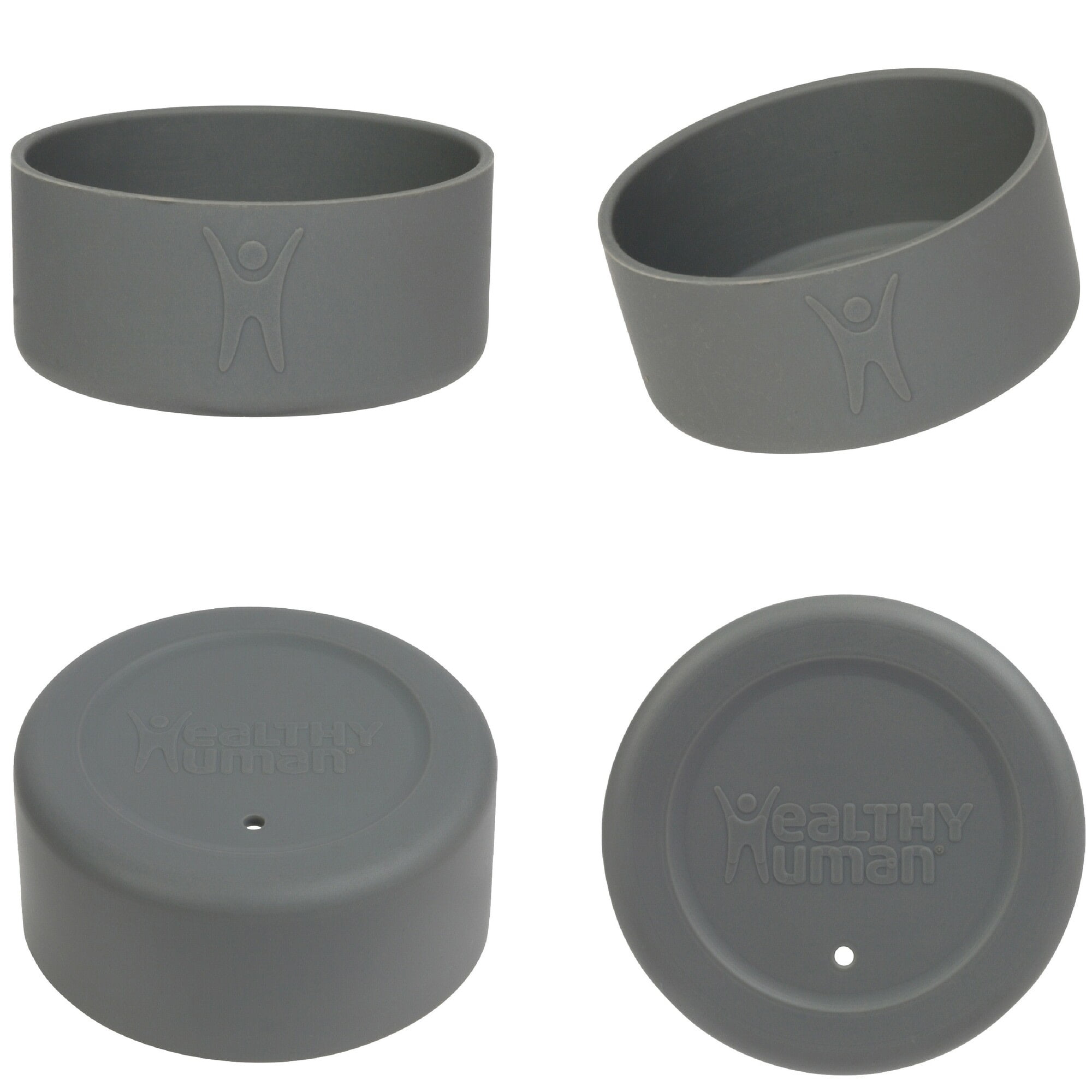 Healthy Human Protective Silicone Bumper Boots for Stein Bottles - Fits 16oz and 21oz Bottles. BPA Free Anti-Slip Bottom Silicone Sleeve Cover Boot, Gray