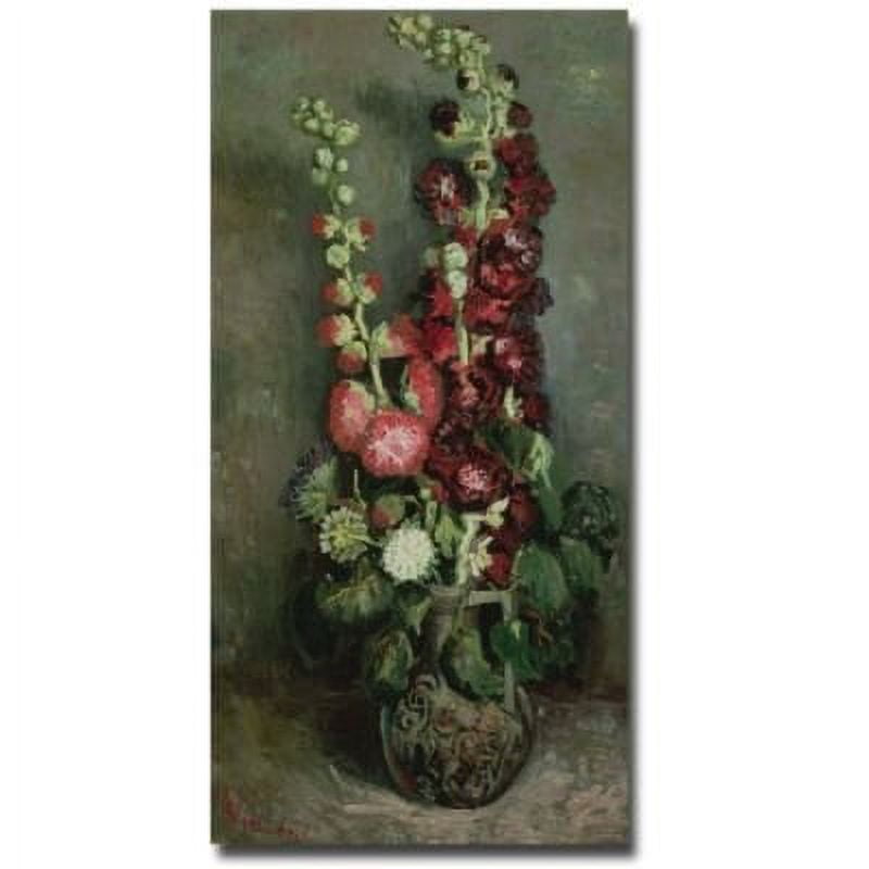 Trademark Fine Art "Vase of Hollyhocks 1886" Canvas Wall Art by Vincent van Gogh
