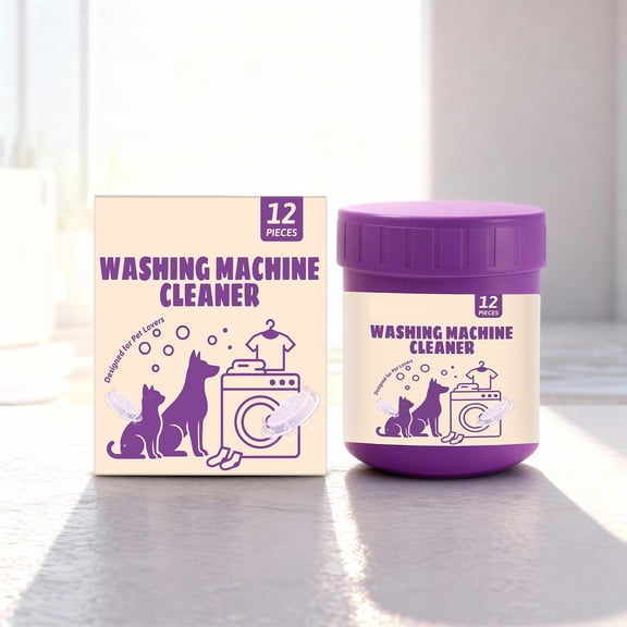 Washing Machine Cleaner Tablets 12 Pack for HE Front Load, Top Load Washing Machine Cleaning Tablets Descaler and Deodorizer, formulated for Pet Owners