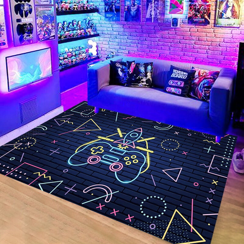 thumbnail image 1 of Modern Bedroom Rug Gamer Controller 3D Teen Boy Living Room Carpet Non-Slip Graffiti Game Console Decor 80 x 120 cm-Neon Sets-1, 1 of 4