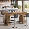thumbnail image 3 of Tribesigns 63" Bar Table, Wood Bar Height Pub Table with Metal Footrest for Home Bar, Brown, 3 of 4