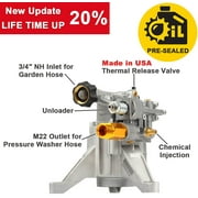 YAMATIC Vertical Pressure Washer Pump 3000 PSI @ 2.5 GPM OEM & Replacement Pump for Power Washer Compatible with 308653045, 308653093, 308653052, 308653078, GCV190 Rear Inlet/Outlet