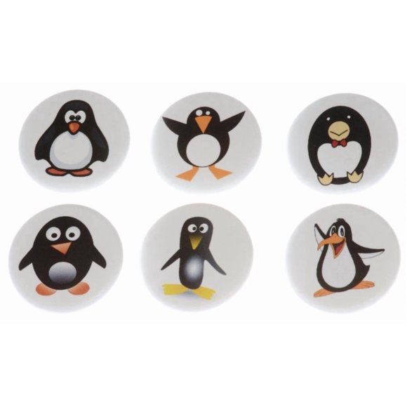 Set of 6 PENGUINS Magnets - Cute Funny Emo Penguin