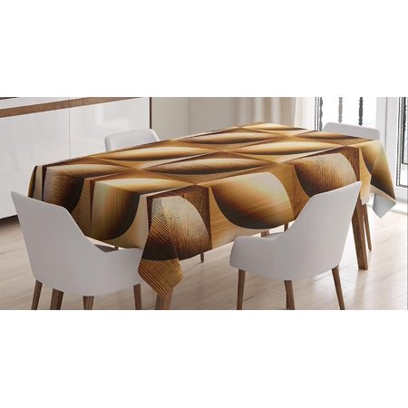 

Rustic Tablecloth Abstract Bean Pattern in Regular Symmetrical Axis Wood Land Inspired Graphic Image Dining Room Kitchen Rectangular Table Cover 60 X 84 Brown Tan