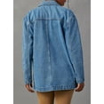 thumbnail image 5 of Women Oversized Denim Jacket Casual Button Up Blazer Notched Lapel Jean Shacket Coat Blue S, 5 of 6