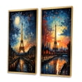 thumbnail image 3 of Designart "Eiffel Tower in the 19th Century A Vintage View I" France Framed Wall Art Set Of 2 - Teal Landscapes Framed Canvas Set For Living Room Decor, 3 of 7