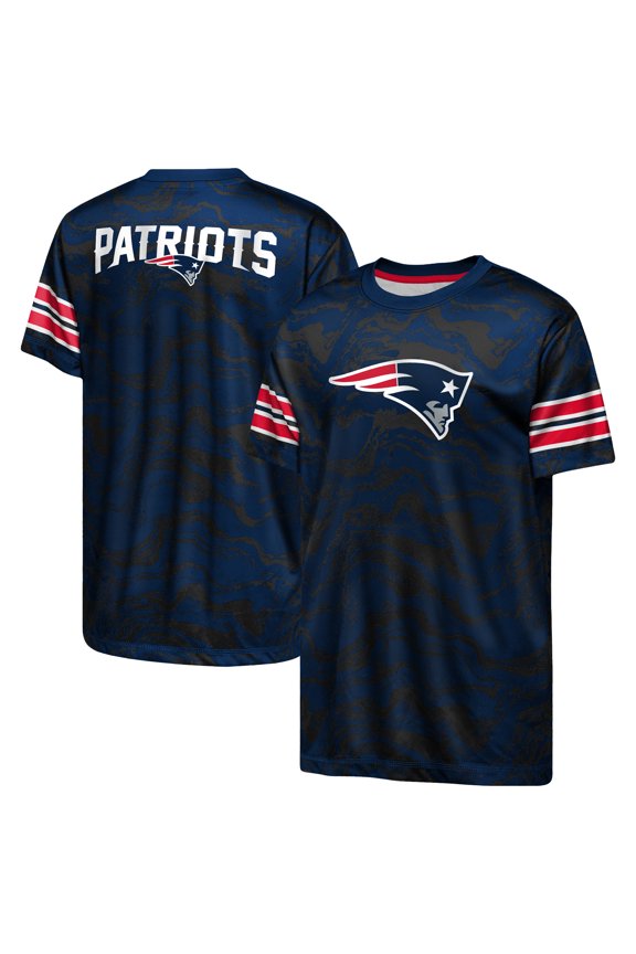 Youth Outerstuff Navy New England Patriots Slant Route Performance T-Shirt