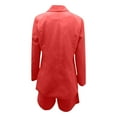 thumbnail image 5 of YYDGH Women's 2 Piece Open Front Long Sleeve Blazer Solid Color with Pockets Shorts Suit Sets Red XXXL, 5 of 6