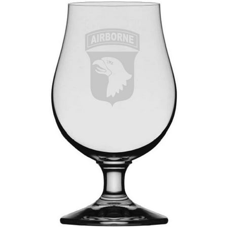 

United States Army 101st Airborne Division Etched Glencairn Crystal Iona Beer Glass