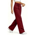 thumbnail image 4 of Sweatpants for Women Wide Leg Fall Lounge Sweat Pants with Pockets Drawstring Elastic Trendy Side Tie, 4 of 7