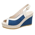thumbnail image 3 of Fiaer Women's Platform Wedges Sandals Open Toe Buckle Slingback Cross Band Slip-On High Heels Vacation Beach Boho Sandals Blue 7, 3 of 8