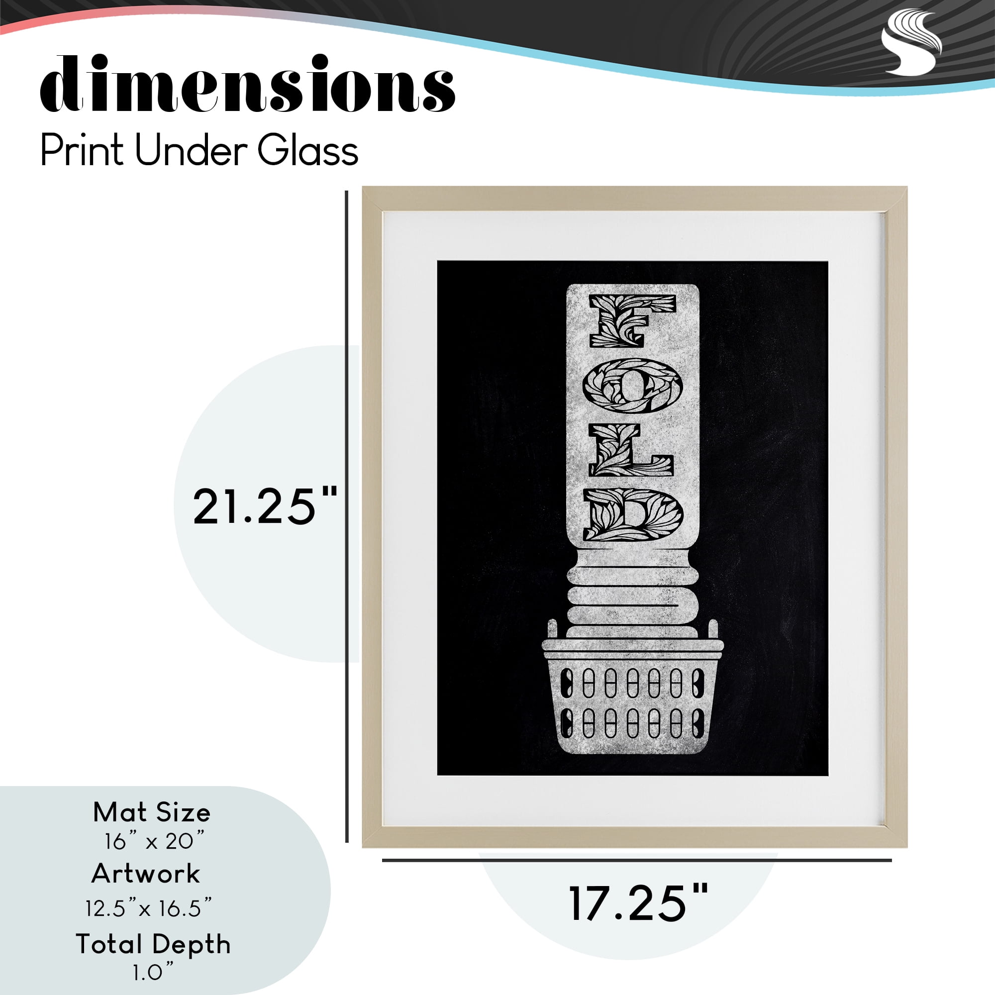 Laundry Fold Ornate Letters Birch Framed Print Under Glass, design by Marcus Prime