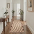 thumbnail image 4 of 5x7 Area Rugs for Living Room Machine Washable Non Slip Low Pile Lightweight Indoor Rug for Bedroom, Farmhouse Decor with Diagonal Check Pattern, Rust Cream, 4 of 5