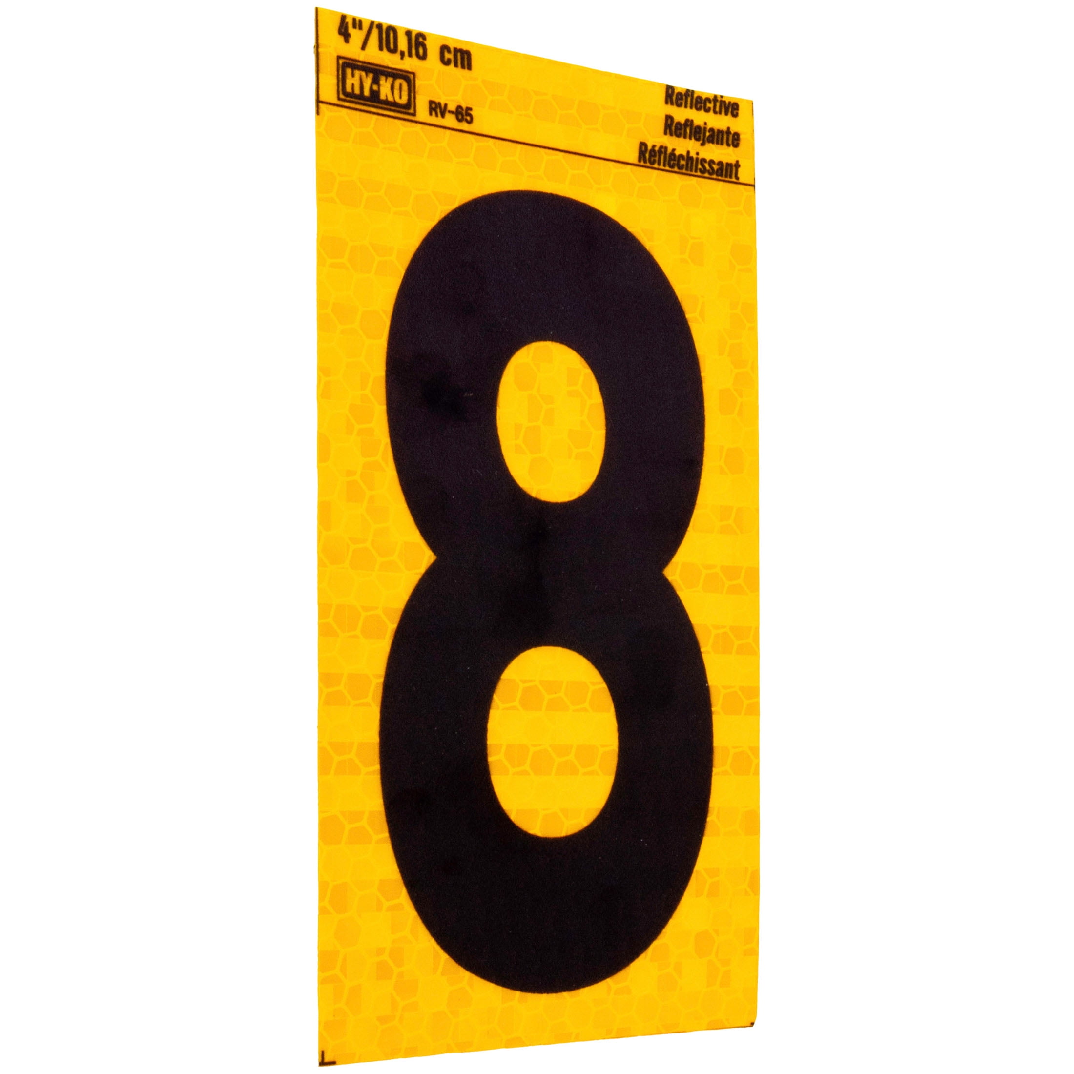 (6 pack) HY-KO 4" Yellow Self-Adhesive Reflective Number 8