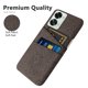thumbnail image 2 of KAIYANG Funda trasera ultrafina con textura de tela para OnePlus Nord 2T 5G, carcasa de PC con ranuras para dos tarjetas, estilo E, color marrón, 2 of 5