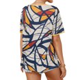 thumbnail image 3 of Women Colorblock Irregular Hem Buttons Short Sleeve Round Neck T-shirt, 3 of 5
