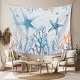 thumbnail image 2 of Blue Starfish Coastal Tapestry for Bedroom Wall Hanging Tapestry,Summer Beach Sea Ocean Coral Jellyfish Ceiling Backdrop Tapestries Poster Blanket Wall Decor for Teens Room Living Room Dorm 55" x 73", 2 of 8