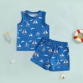 thumbnail image 2 of Little Boy Clothes Set Toddler Baby Sailboat Print Sleeveless Tank Top and Shorts 2-Piece Nautical Summer Outfit Toddler Boy Summer Clothes, 2 of 5