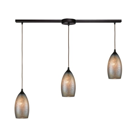 Dichroic Design - ELK Lighting Illuminessence 3-Light Pendant in Oil Rubbed Bronze with Textured Gray Dichroic Glass