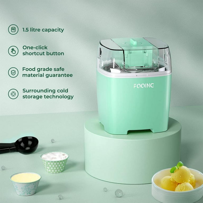 Ovente Electric Ice Cream Maker 1 Quart Freezer Bowl with Easy-Lock Lid, 15  Watt Healthy Homemade Sorbet Frozen Yogurt Making Mini Machine, Perfect