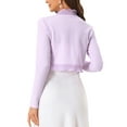 thumbnail image 3 of INSPIRE CHIC Women's Elegant Ruffle Collar Crop Cardigan Open Front Knitted Shrug Top L Light Purple, 3 of 6