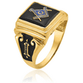 thumbnail image 3 of 14K Solid Yellow Gold Mens Black Onyx Master Mason Signet Freemason Masonic Ring, 3 of 11