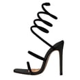 thumbnail image 7 of Womens High Heels Sexy Rhinestone Strappy Heeled Sandals Open Toe Slip on Backless Stilettos Dressy Pumps Shoes Black Size 7.5, 7 of 7