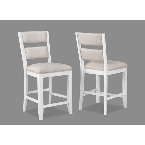 2pc Of Style Counter Height Dining Chairs With Cream Upholstery And White Back For Room Home Chair Finish Upholstered Seating