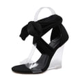 thumbnail image 1 of Sandalias Transparente Plataforma transparente Correa de tobillo Atar zapatos de mujer Sandalias de tacón de cuña transparentes oso de fresa  Hogar, 1 of 6