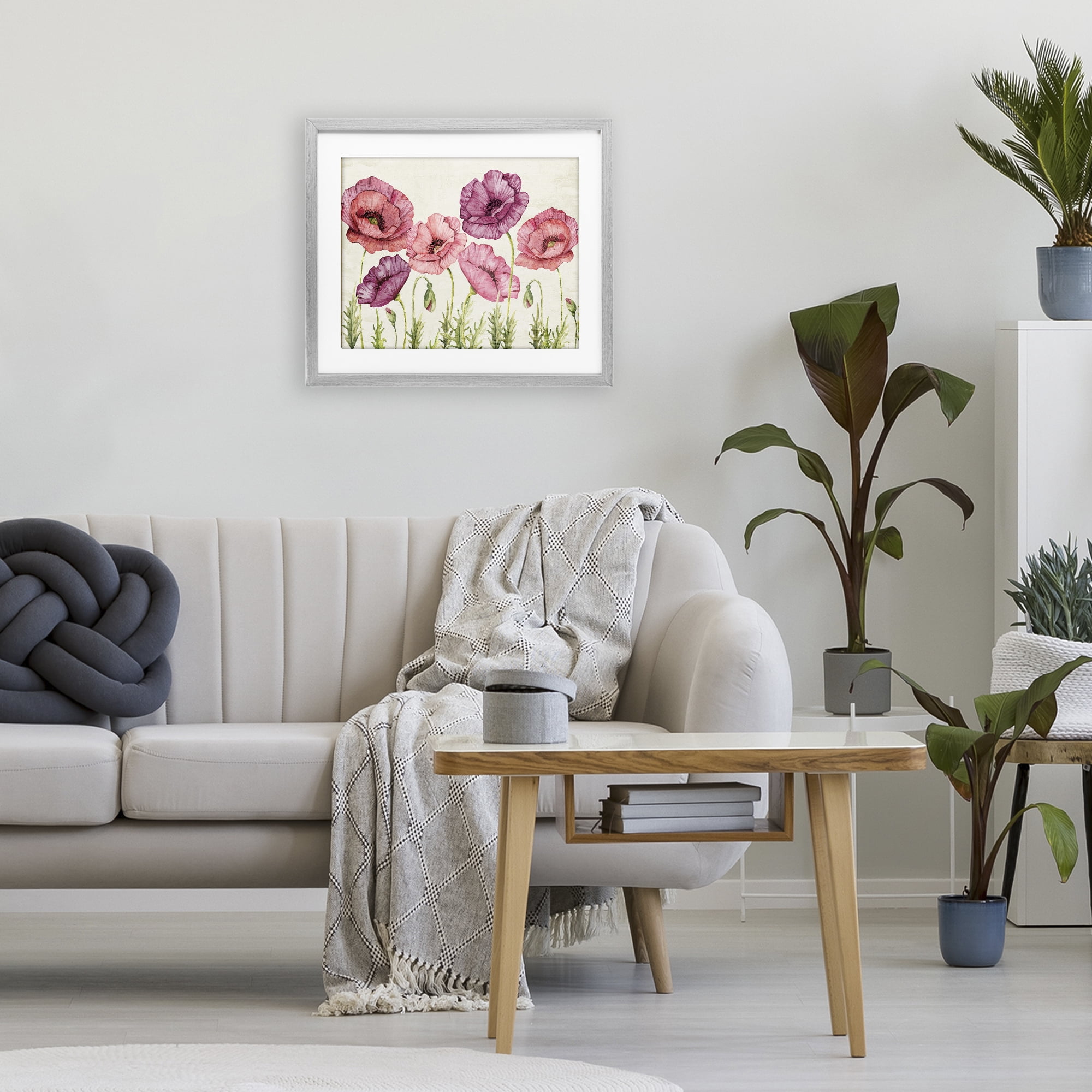 Stupell Industries Poppy Days Vintage Blooms Gray Framed Print Under Glass, design by Kim Allen